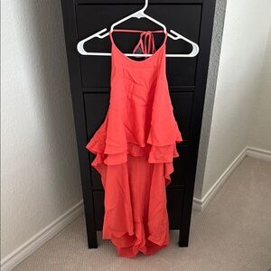 Coral Layered Halter Romper